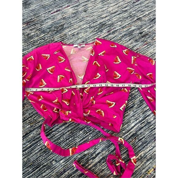 Color Me Courtney Emily Watermelon Print Wrap Blouse Size S - Picture 7 of 8